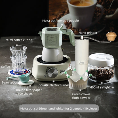 BINCOO Dual-valve Moka Pot Home Brewing Coffee Pot with Electric Potter Extractor Espresso Coffee Pot Coffee Utensils Set 2Cups