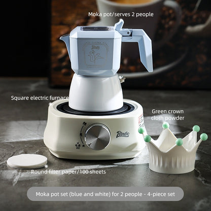 BINCOO Dual-valve Moka Pot Home Brewing Coffee Pot with Electric Potter Extractor Espresso Coffee Pot Coffee Utensils Set 2Cups