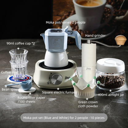 BINCOO Dual-valve Moka Pot Home Brewing Coffee Pot with Electric Potter Extractor Espresso Coffee Pot Coffee Utensils Set 2Cups