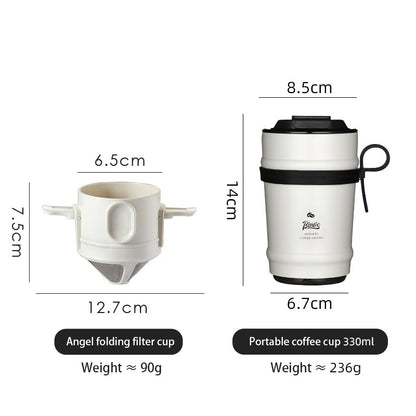 BINCOO Foldable Coffee Filter Double Funnel  Stainless Steel Filter Coffee Dripper Portable Coffee Utensils