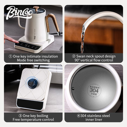 BINCOO Thermostatic Hand Brew Coffee Kettle Set Electric Kettle Intelligent Temperature Control Kettle for Home Office 800ML