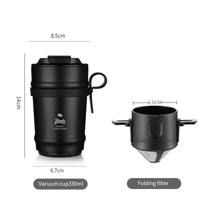 BINCOO Foldable Coffee Filter Double Funnel  Stainless Steel Filter Coffee Dripper Portable Coffee Utensils