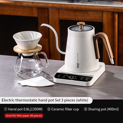 BINCOO Thermostatic Hand Brew Coffee Kettle Set Electric Kettle Intelligent Temperature Control Kettle for Home Office 800ML