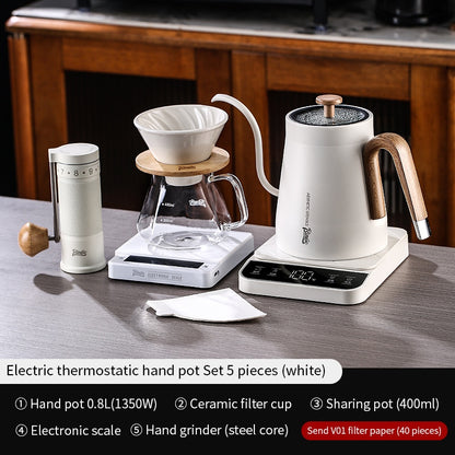 BINCOO Thermostatic Hand Brew Coffee Kettle Set Electric Kettle Intelligent Temperature Control Kettle for Home Office 800ML