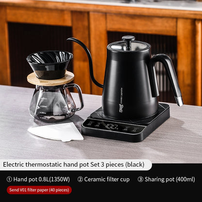 BINCOO Thermostatic Hand Brew Coffee Kettle Set Electric Kettle Intelligent Temperature Control Kettle for Home Office 800ML