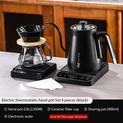 BINCOO Thermostatic Hand Brew Coffee Kettle Set Electric Kettle Intelligent Temperature Control Kettle for Home Office 800ML