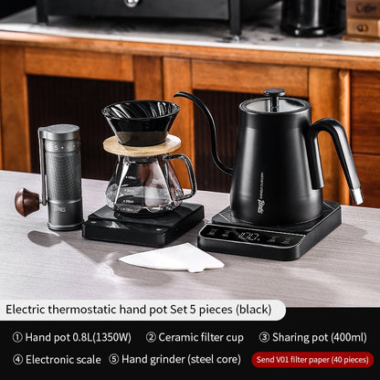BINCOO Thermostatic Hand Brew Coffee Kettle Set Electric Kettle Intelligent Temperature Control Kettle for Home Office 800ML