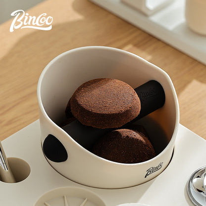 BINCOO Multi-functional Black and White Cloth Powder Press Base Set Coffee Cloth Powder Tamper Knocker Bucket Set Coffee Machine Utensils Accessories 51MM/58MM