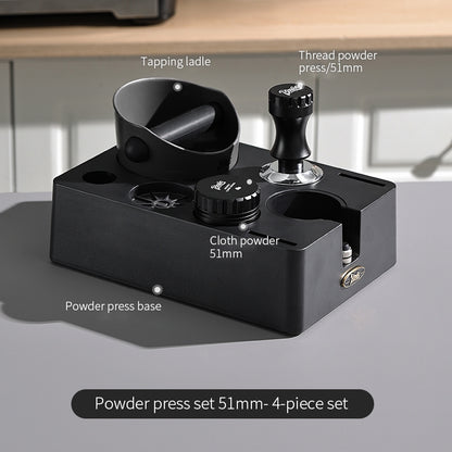 BINCOO Multi-functional Black and White Cloth Powder Press Base Set Coffee Cloth Powder Tamper Knocker Bucket Set Coffee Machine Utensils Accessories 51MM/58MM