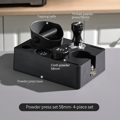 BINCOO Multi-functional Black and White Cloth Powder Press Base Set Coffee Cloth Powder Tamper Knocker Bucket Set Coffee Machine Utensils Accessories 51MM/58MM