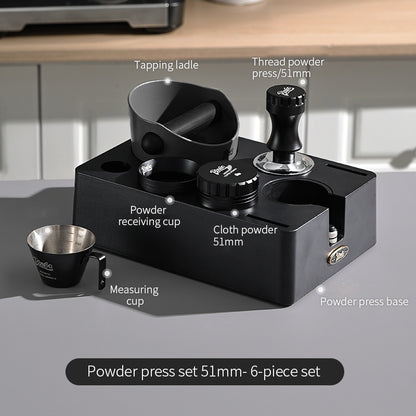 BINCOO Multi-functional Black and White Cloth Powder Press Base Set Coffee Cloth Powder Tamper Knocker Bucket Set Coffee Machine Utensils Accessories 51MM/58MM