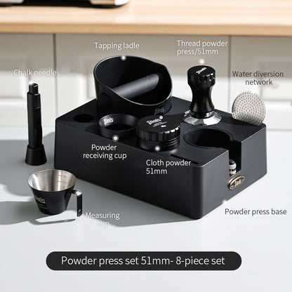 BINCOO Multi-functional Black and White Cloth Powder Press Base Set Coffee Cloth Powder Tamper Knocker Bucket Set Coffee Machine Utensils Accessories 51MM/58MM