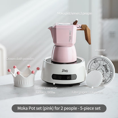 BINCOO Bird Double Valve Moka Pot Extract Espresso Pot Small Household Italian Coffee Machine Set 2 Cups