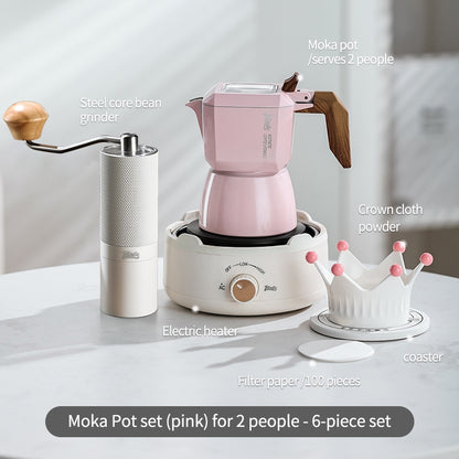BINCOO Bird Double Valve Moka Pot Extract Espresso Pot Small Household Italian Coffee Machine Set 2 Cups