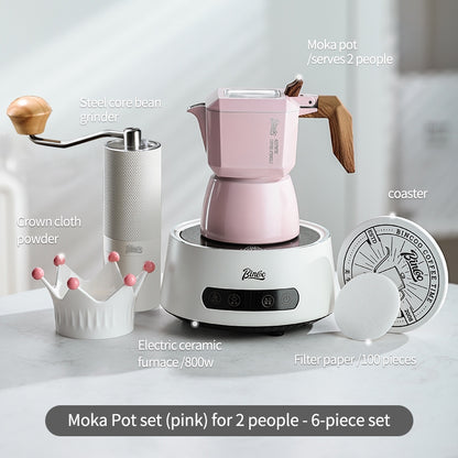 BINCOO Bird Double Valve Moka Pot Extract Espresso Pot Small Household Italian Coffee Machine Set 2 Cups
