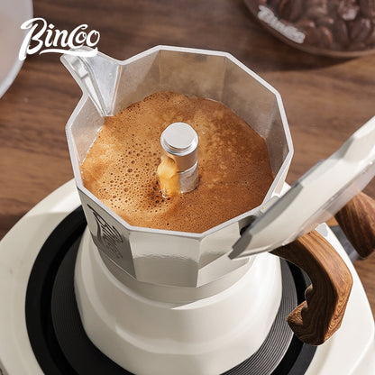 BINCOO Dual-valve Moka Pot with Electric Stove Coffee Maker Home Small Hand Grinder Espresso Machine Set for Outdoor Travel 2Cups/4Cups