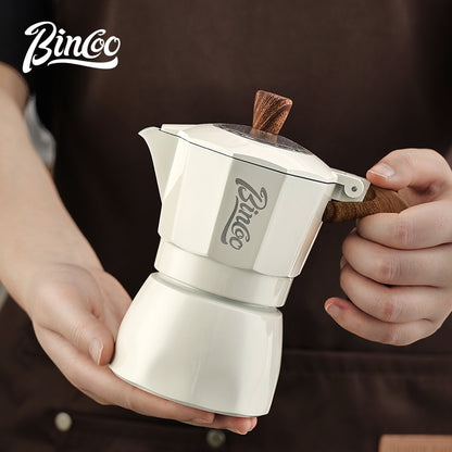 BINCOO Dual-valve Moka Pot with Electric Stove Coffee Maker Home Small Hand Grinder Espresso Machine Set for Outdoor Travel 2Cups/4Cups