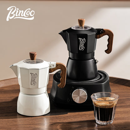 BINCOO Dual-valve Moka Pot with Electric Stove Coffee Maker Home Small Hand Grinder Espresso Machine Set for Outdoor Travel 2Cups/4Cups