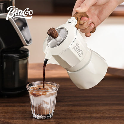 BINCOO Dual-valve Moka Pot with Electric Stove Coffee Maker Home Small Hand Grinder Espresso Machine Set for Outdoor Travel 2Cups/4Cups