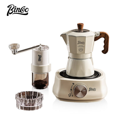BINCOO Double Valve Moka Pot with Electric Stove Coffee Maker Small Espresso Machine Outdoor Set 2Cups