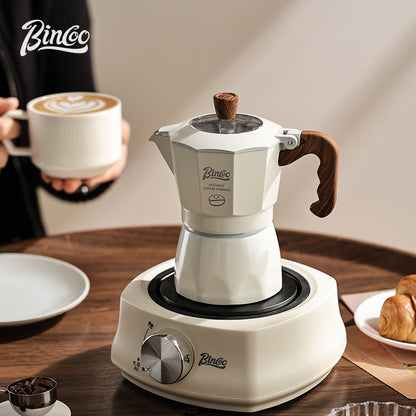 BINCOO Double Valve Moka Pot with Electric Stove Coffee Maker Small Espresso Machine Outdoor Set 2Cups