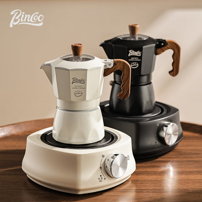 BINCOO Double Valve Moka Pot with Electric Stove Coffee Maker Small Espresso Machine Outdoor Set 2Cups