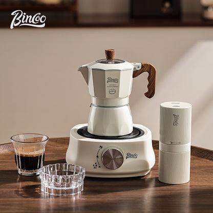 BINCOO Double Valve Moka Pot with Electric Stove Coffee Maker Small Espresso Machine Outdoor Set 2Cups