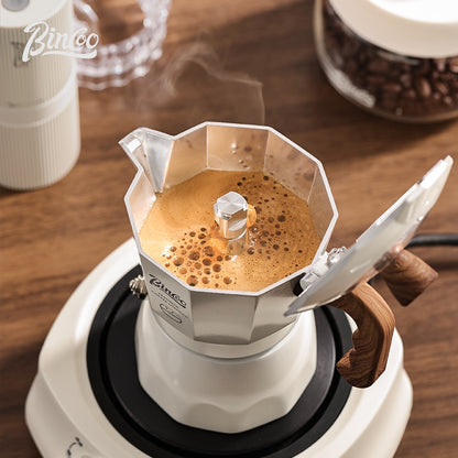BINCOO Double Valve Moka Pot with Electric Stove Coffee Maker Small Espresso Machine Outdoor Set 2Cups