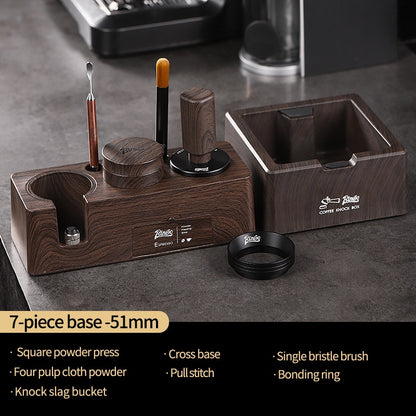 BINCOO Coffee Machine Handle Filling Press Base Powder Cloth Set Powder Press Hammer 3 Piece Set Coffee Machine Accessories 51MM/58MM