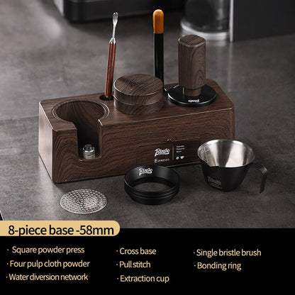 BINCOO Coffee Machine Handle Filling Press Base Powder Cloth Set Powder Press Hammer 3 Piece Set Coffee Machine Accessories 51MM/58MM