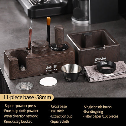 BINCOO Coffee Machine Handle Filling Press Base Powder Cloth Set Powder Press Hammer 3 Piece Set Coffee Machine Accessories 51MM/58MM