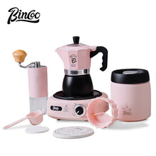 BINCOO Double Valve Coffee Moka Pot Italian Small Home Brewing Coffee Pot Manual Bean Grinder Set for Outdoor Travel Best Gift Couple Gift 2Cups