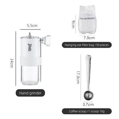 BINCOO Coffee Bean Grinder Hanging Ear Filter Hand Punch Pot Sharing Pot Set Mini Home Coffee Utensils Set 600ML