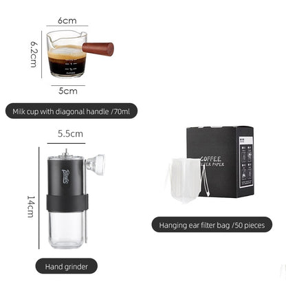 BINCOO Coffee Bean Grinder Hanging Ear Filter Hand Punch Pot Sharing Pot Set Mini Home Coffee Utensils Set 600ML