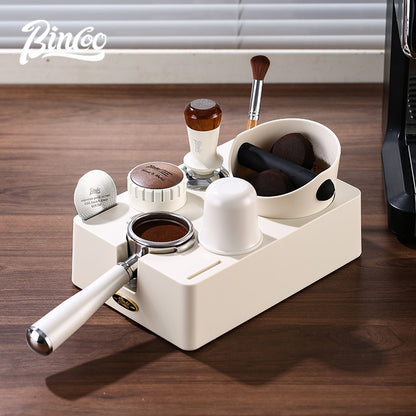 BINCOO Coffee Maker Powder Press Base Set Espresso Cloth Powder Press Hammer Powder Receiver Cup Cracker Bucket Set Storage Tool Set 51MM/58MM