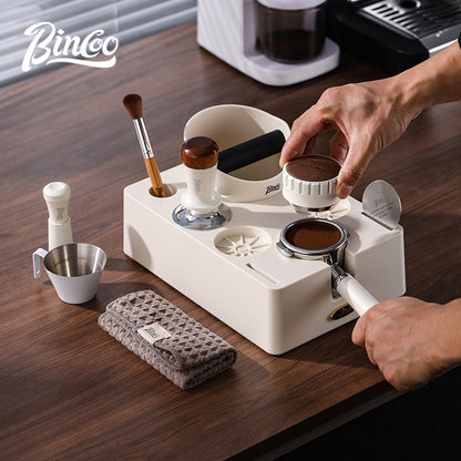 BINCOO Coffee Maker Powder Press Base Set Espresso Cloth Powder Press Hammer Powder Receiver Cup Cracker Bucket Set Storage Tool Set 51MM/58MM