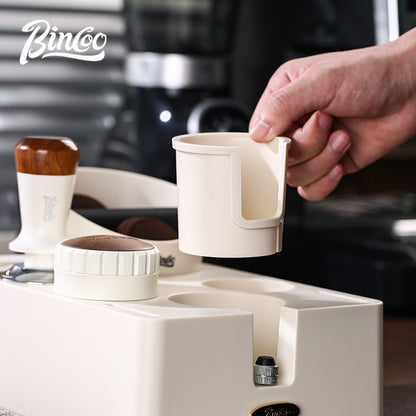 BINCOO Coffee Maker Powder Press Base Set Espresso Cloth Powder Press Hammer Powder Receiver Cup Cracker Bucket Set Storage Tool Set 51MM/58MM