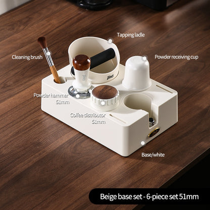 BINCOO Coffee Maker Powder Press Base Set Espresso Cloth Powder Press Hammer Powder Receiver Cup Cracker Bucket Set Storage Tool Set 51MM/58MM