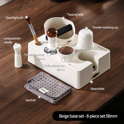 BINCOO Coffee Maker Powder Press Base Set Espresso Cloth Powder Press Hammer Powder Receiver Cup Cracker Bucket Set Storage Tool Set 51MM/58MM