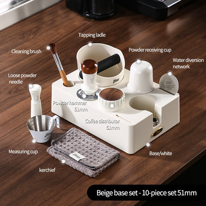 BINCOO Coffee Maker Powder Press Base Set Espresso Cloth Powder Press Hammer Powder Receiver Cup Cracker Bucket Set Storage Tool Set 51MM/58MM