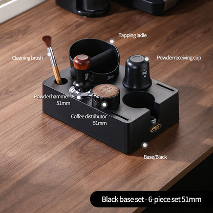 BINCOO Coffee Maker Powder Press Base Set Espresso Cloth Powder Press Hammer Powder Receiver Cup Cracker Bucket Set Storage Tool Set 51MM/58MM