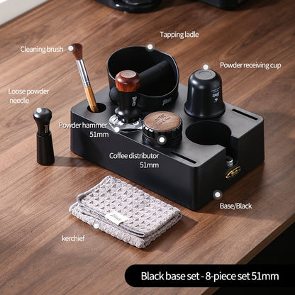 BINCOO Coffee Maker Powder Press Base Set Espresso Cloth Powder Press Hammer Powder Receiver Cup Cracker Bucket Set Storage Tool Set 51MM/58MM