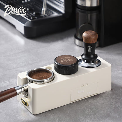 BINCOO Coffee Press Base Coffee Powder Hammer Cloth Powder Dispenser 3 Piece Set Coffee Machine Handle Storage Base Coffee Utensils 51MM/58MM