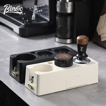 BINCOO Coffee Press Base Coffee Powder Hammer Cloth Powder Dispenser 3 Piece Set Coffee Machine Handle Storage Base Coffee Utensils 51MM/58MM