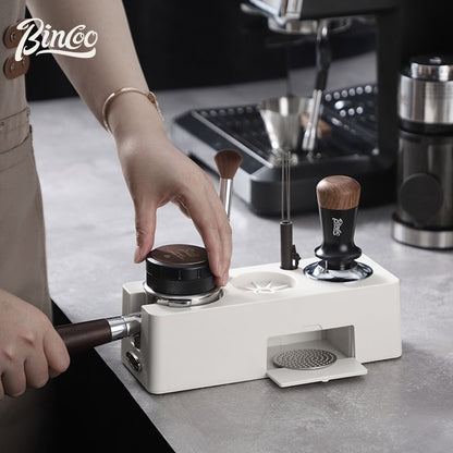 BINCOO Coffee Press Base Coffee Powder Hammer Cloth Powder Dispenser 3 Piece Set Coffee Machine Handle Storage Base Coffee Utensils 51MM/58MM