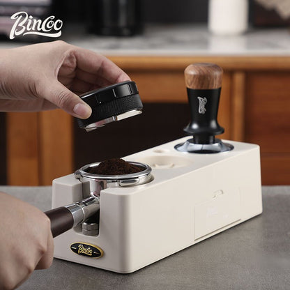 BINCOO Coffee Press Base Coffee Powder Hammer Cloth Powder Dispenser 3 Piece Set Coffee Machine Handle Storage Base Coffee Utensils 51MM/58MM