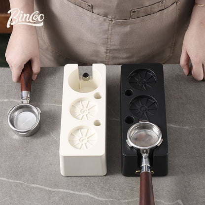 BINCOO Coffee Press Base Coffee Powder Hammer Cloth Powder Dispenser 3 Piece Set Coffee Machine Handle Storage Base Coffee Utensils 51MM/58MM