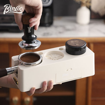 BINCOO Coffee Press Base Coffee Powder Hammer Cloth Powder Dispenser 3 Piece Set Coffee Machine Handle Storage Base Coffee Utensils 51MM/58MM