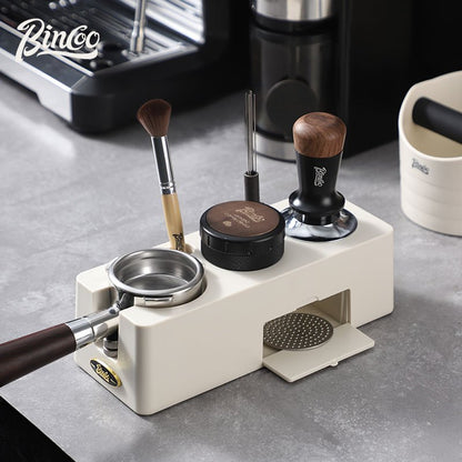 BINCOO Coffee Press Base Coffee Powder Hammer Cloth Powder Dispenser 3 Piece Set Coffee Machine Handle Storage Base Coffee Utensils 51MM/58MM
