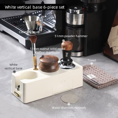 BINCOO Coffee Press Base Coffee Powder Hammer Cloth Powder Dispenser 3 Piece Set Coffee Machine Handle Storage Base Coffee Utensils 51MM/58MM